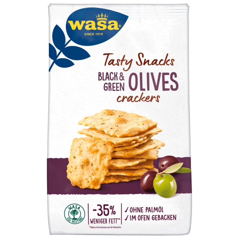 Wasa Tasty Snacks Black & Green Olives Crackers 150g